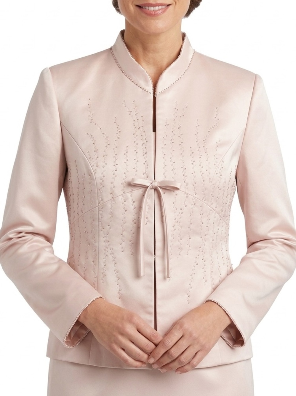 Bahari Womens Jacket Size 18W Champagne/Tan Sheen Beading